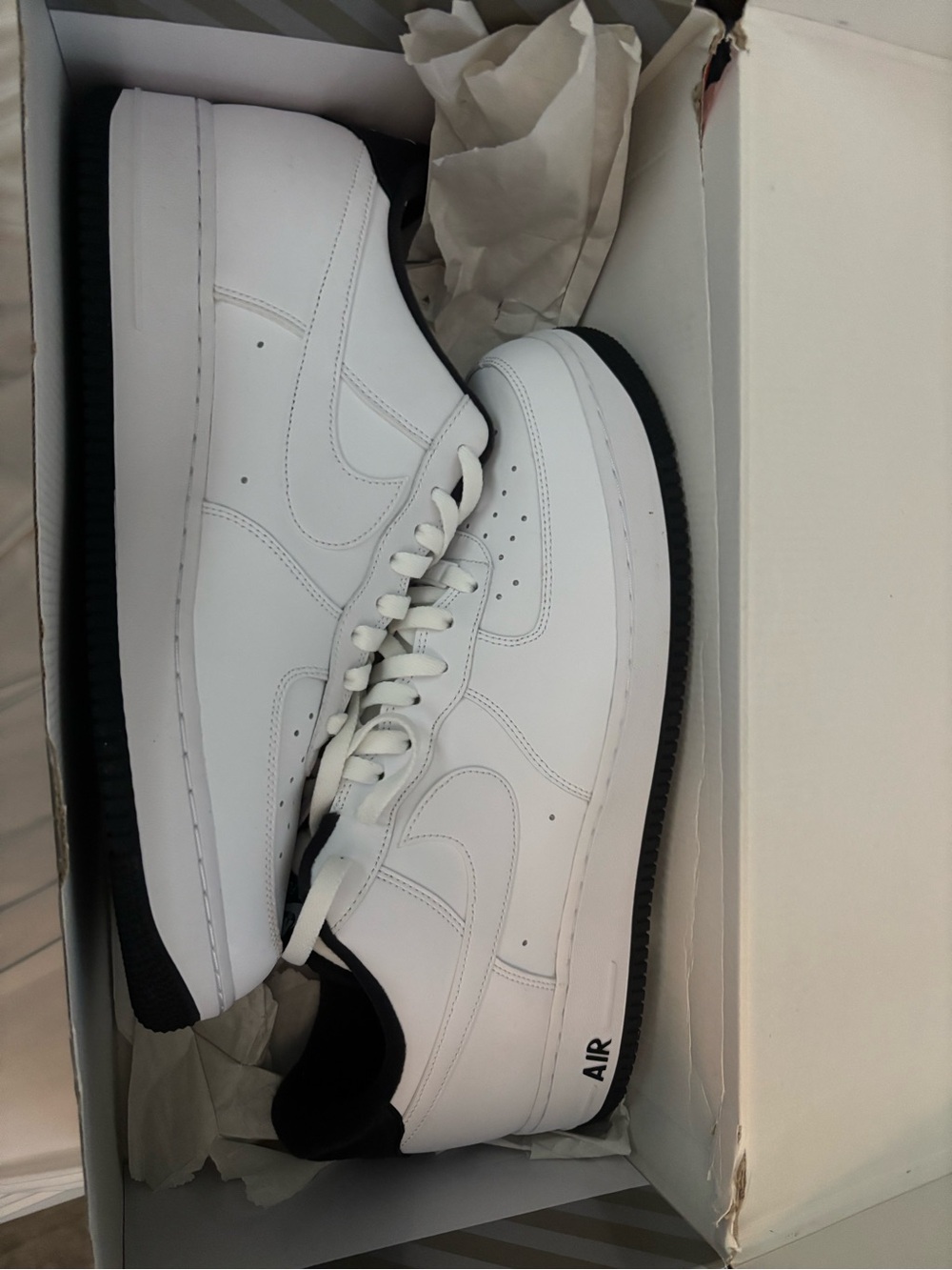 Nike Men’s White and Black Air Force 1s